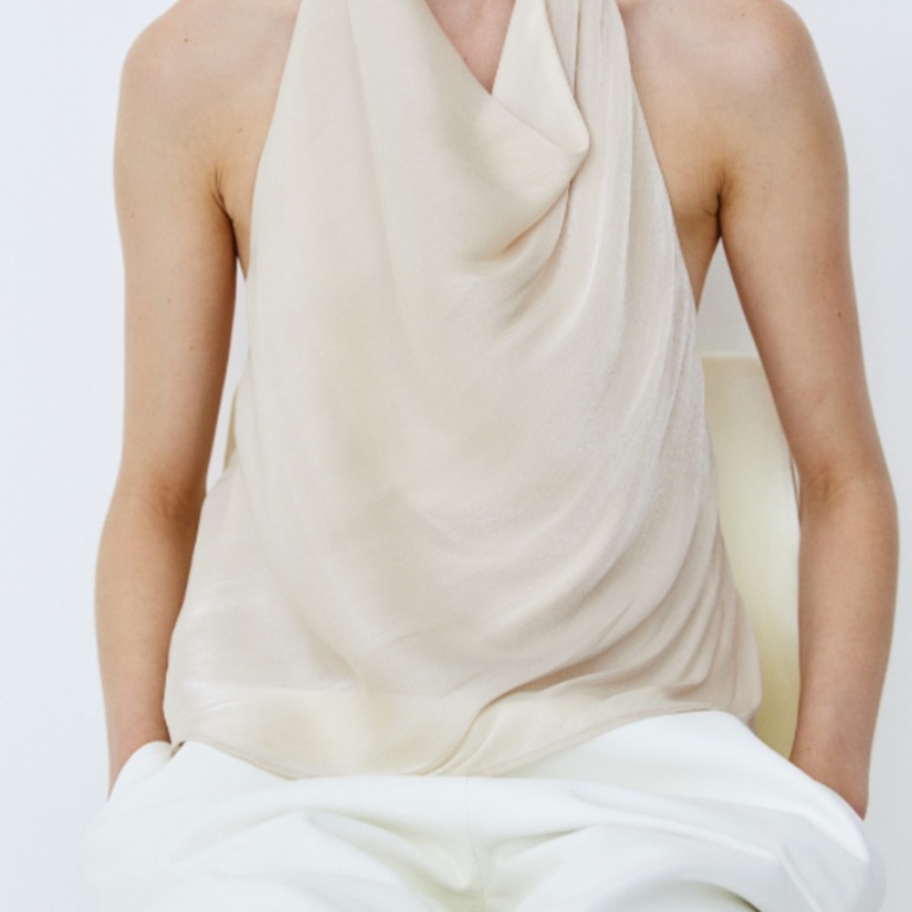 H&M Cream Draped Halter Top
